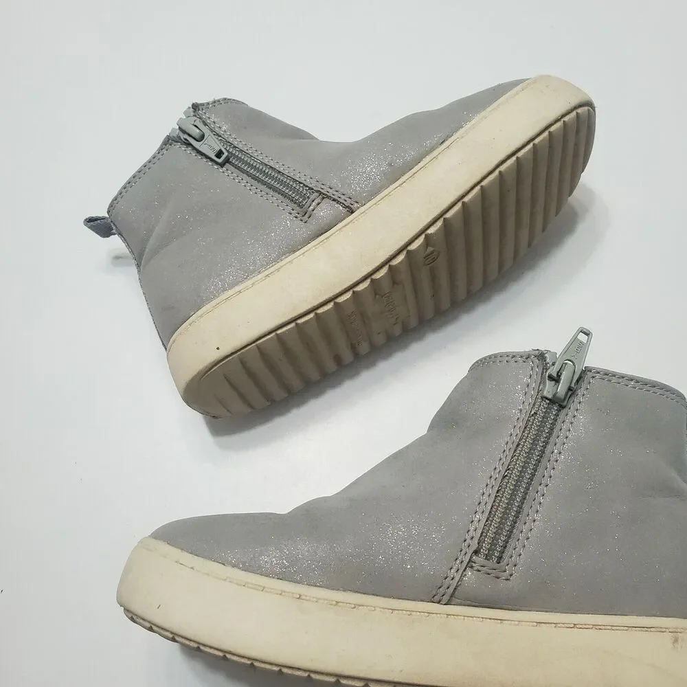 Cat Jack Shoes Girl‎ Size 10 Boot Grey Sparkly Small Platform Side Zip Round Toe